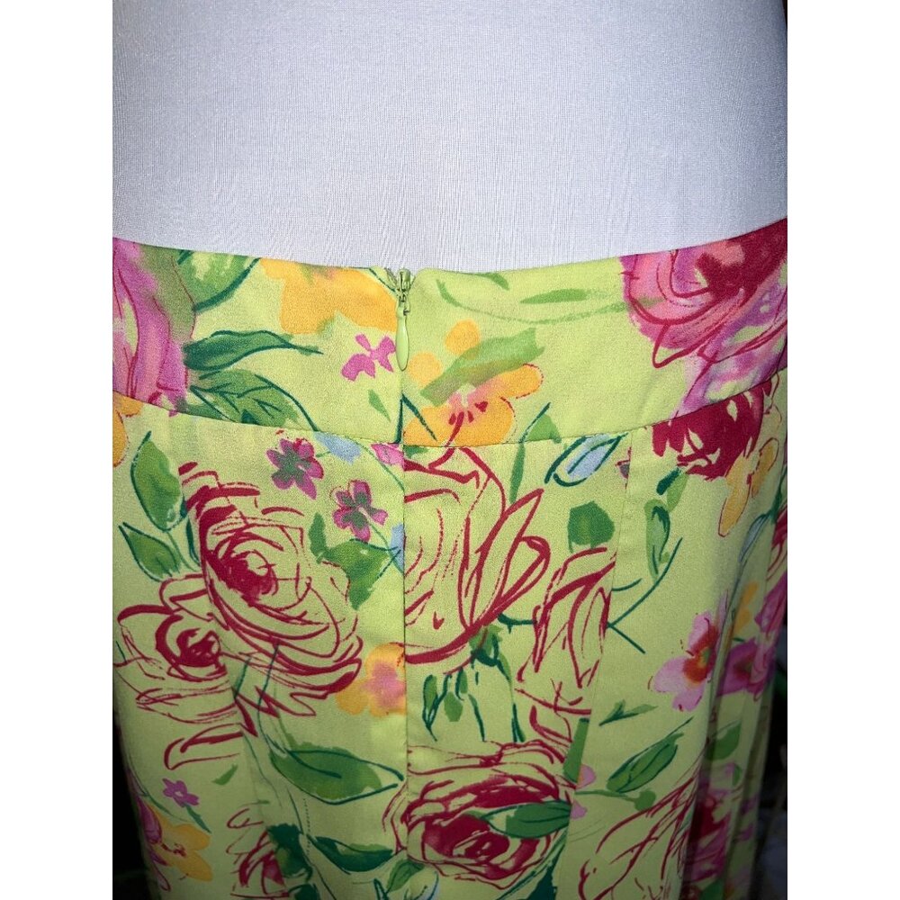 Worthington Womens Floral Yellow Midi Skirt Size 12 A-Line Lightweight & Flowing - Picture 6 of 7